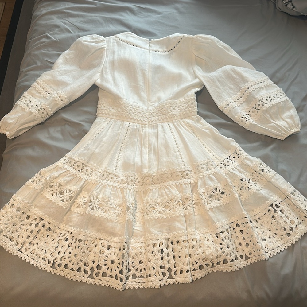 Zimmermann White Long Sleeve Lace Pop Trimmed Dress size OP - Picture 4 of 6
